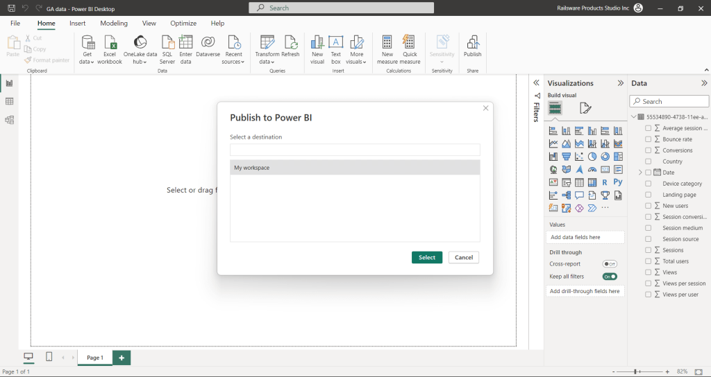 6.2 power bi publish destination