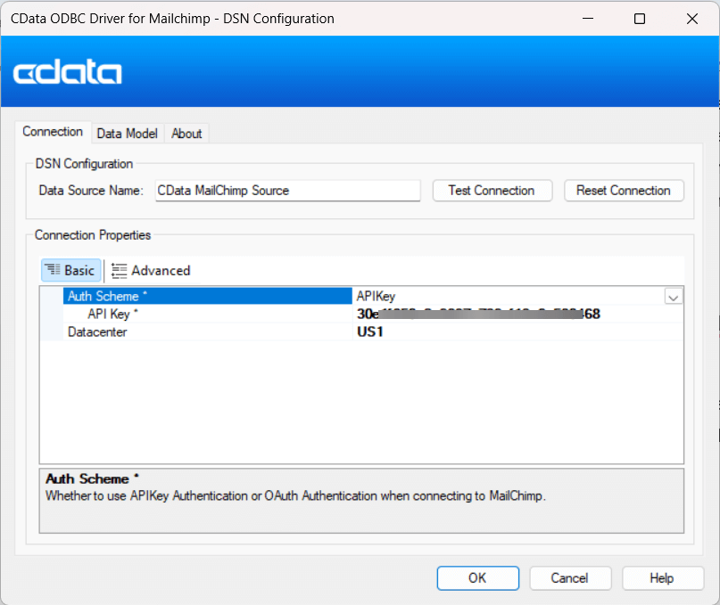 7.0 configuración del dsn odbc de mailchimp