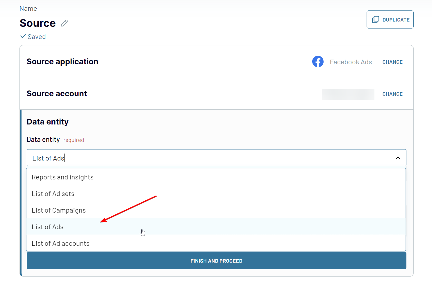 facebook ads exportar lista anuncios acoplador