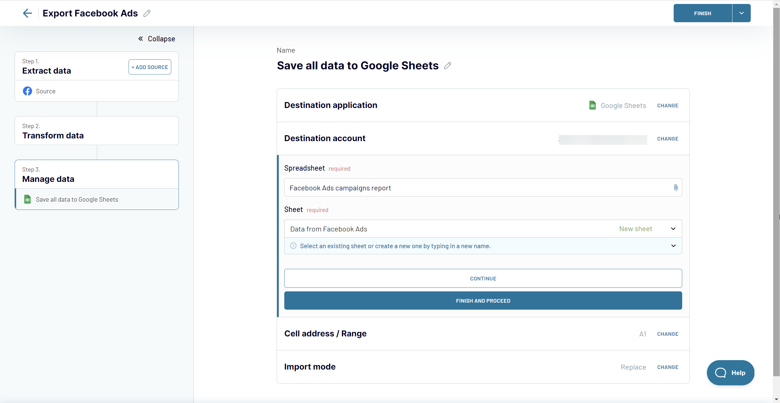 paso 3 gestionar datos facebook ads