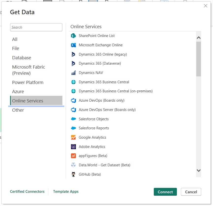 12 online service data source in power bi