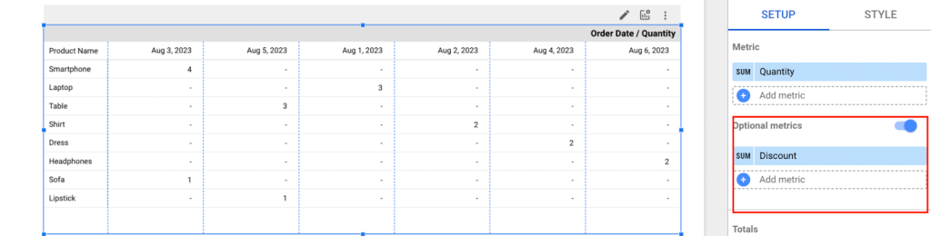 20 sample optional metric