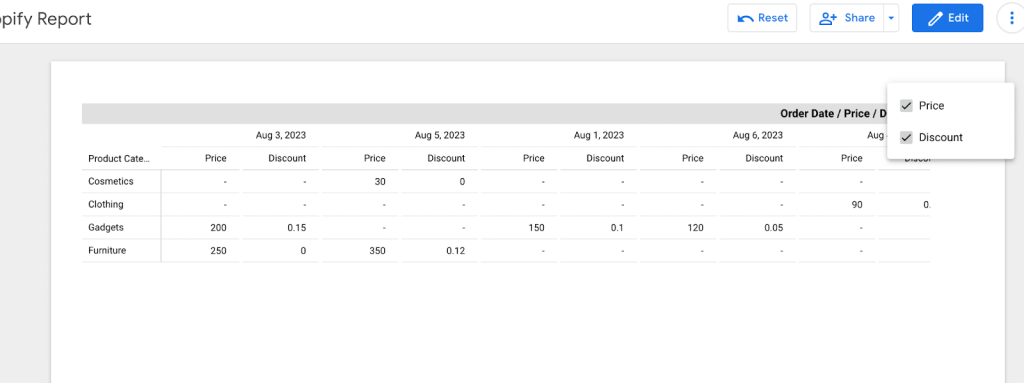 23 optional metrics in interface