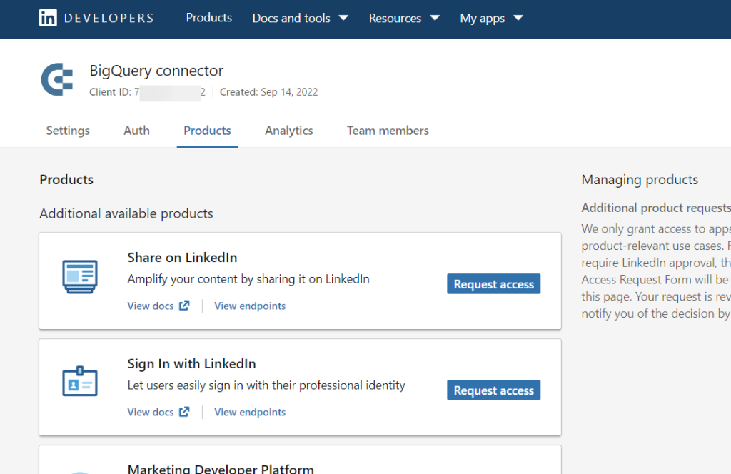 3.2 created linkedin app