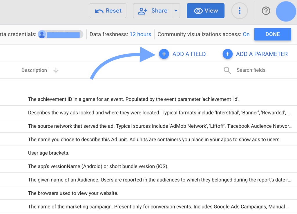4 add a field in data source in looker studio