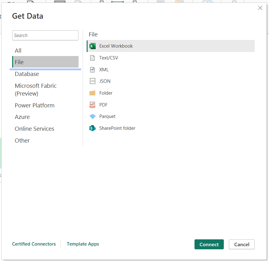 7 file data sources in power bi