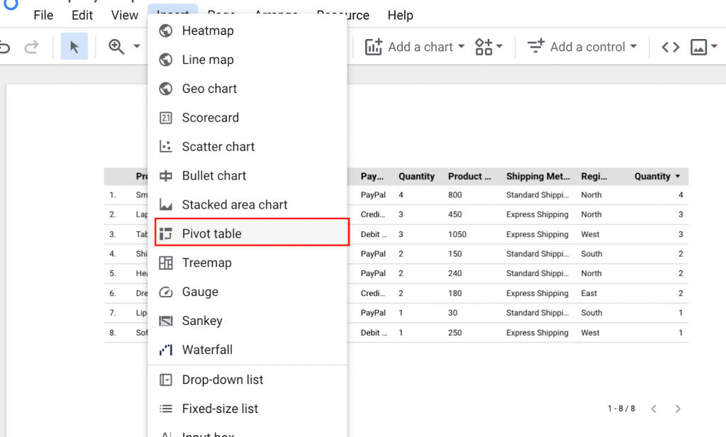 7 insert pivot table