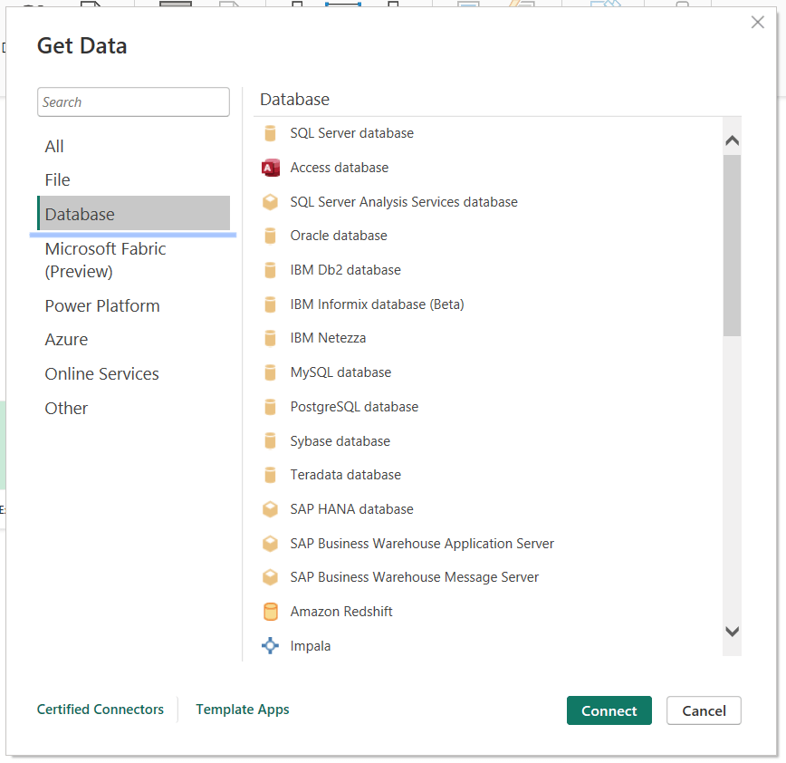8 database data sources in power bi