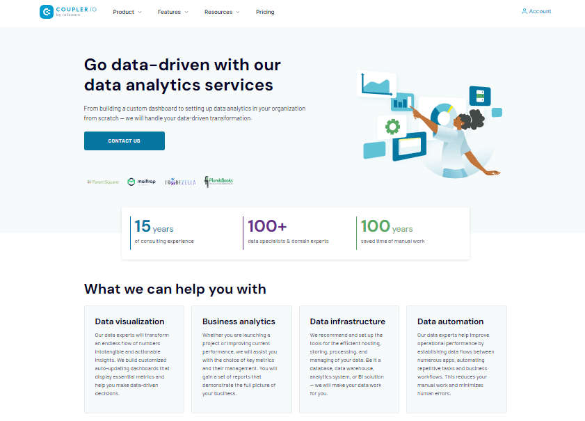 Figura 3.1. Servicios de consultoría de datos de Coupler.io
