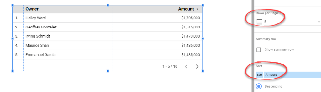 Figure 4.7.3. Changing the table s rows per page setting