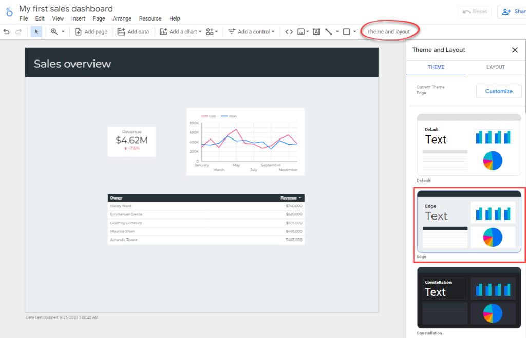 Figure 4.8.3. Applying a theme for look and feel