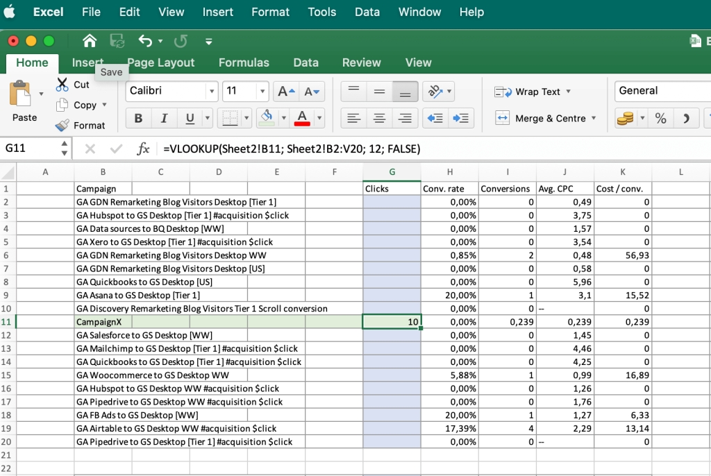 1. Excele Vlookup between worksheets 1