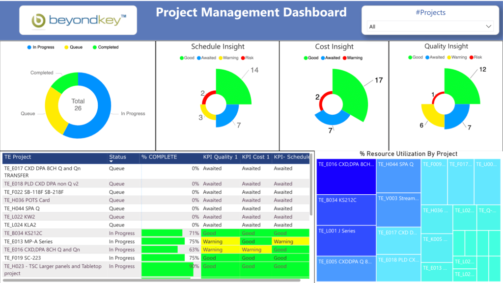Power BI project management dashboard