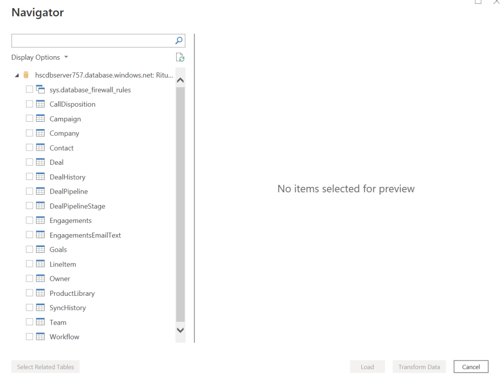 23 sql database power bi navigator