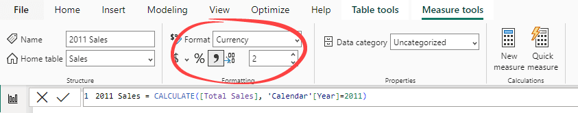 Figure 6.2. Formatting a measure