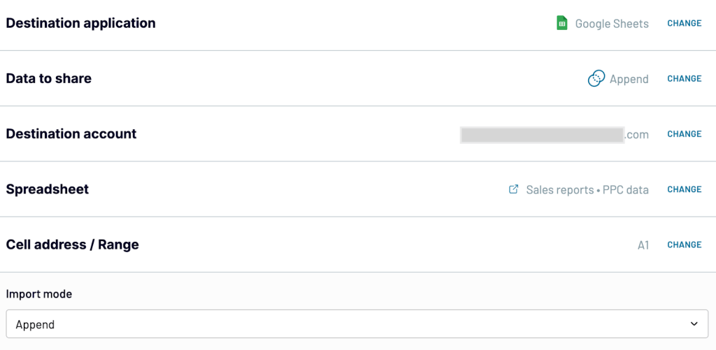 destination settings append