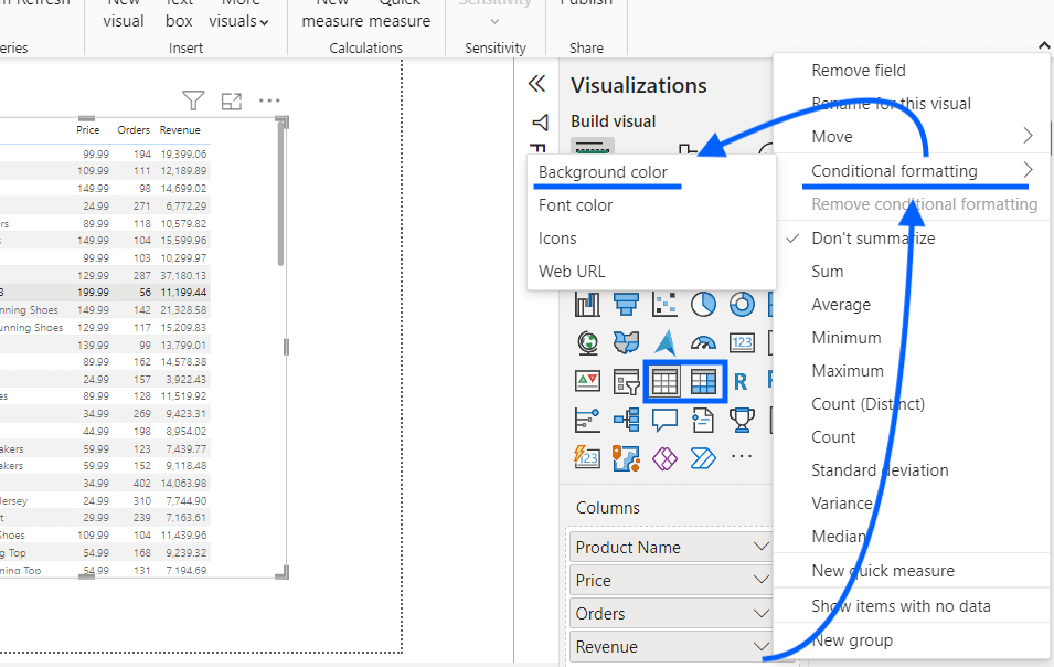 1 apply power bi conditional formatting to table