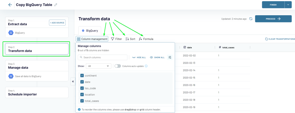 2.step2 bigquery copy table coupler transform data