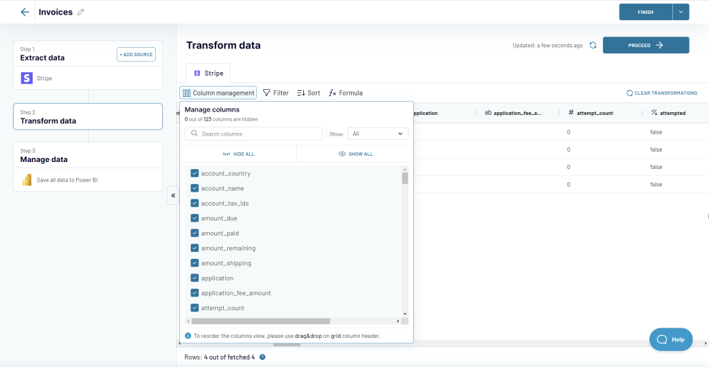 2.step2 transform data stripe powerbi