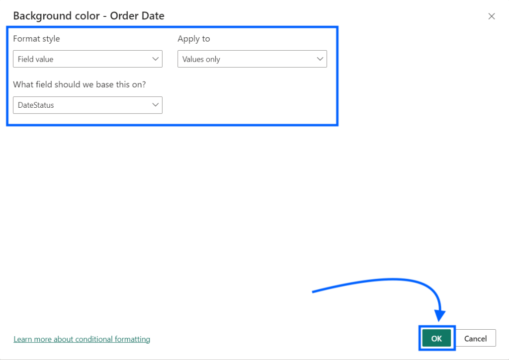 20 apply conditional formatting based on field value