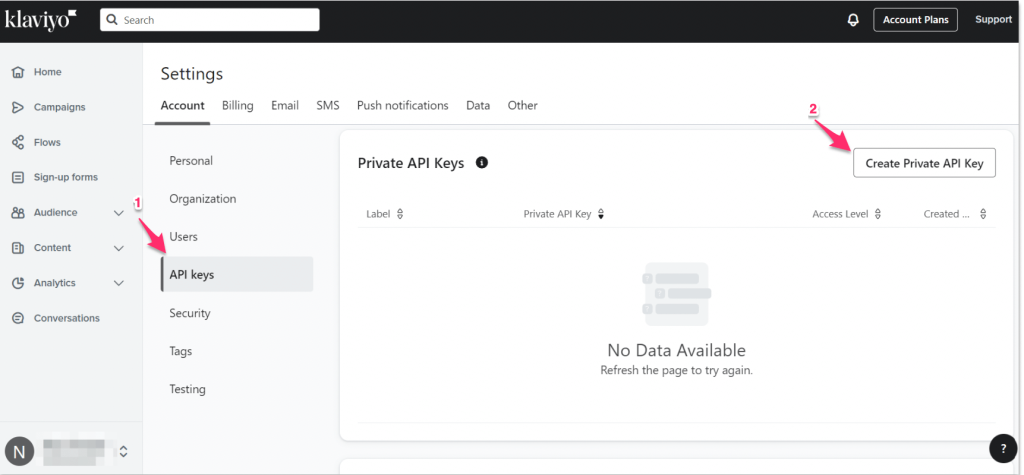 4 klaviyo api keys create