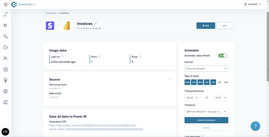 4 schedule importer stripe power bi