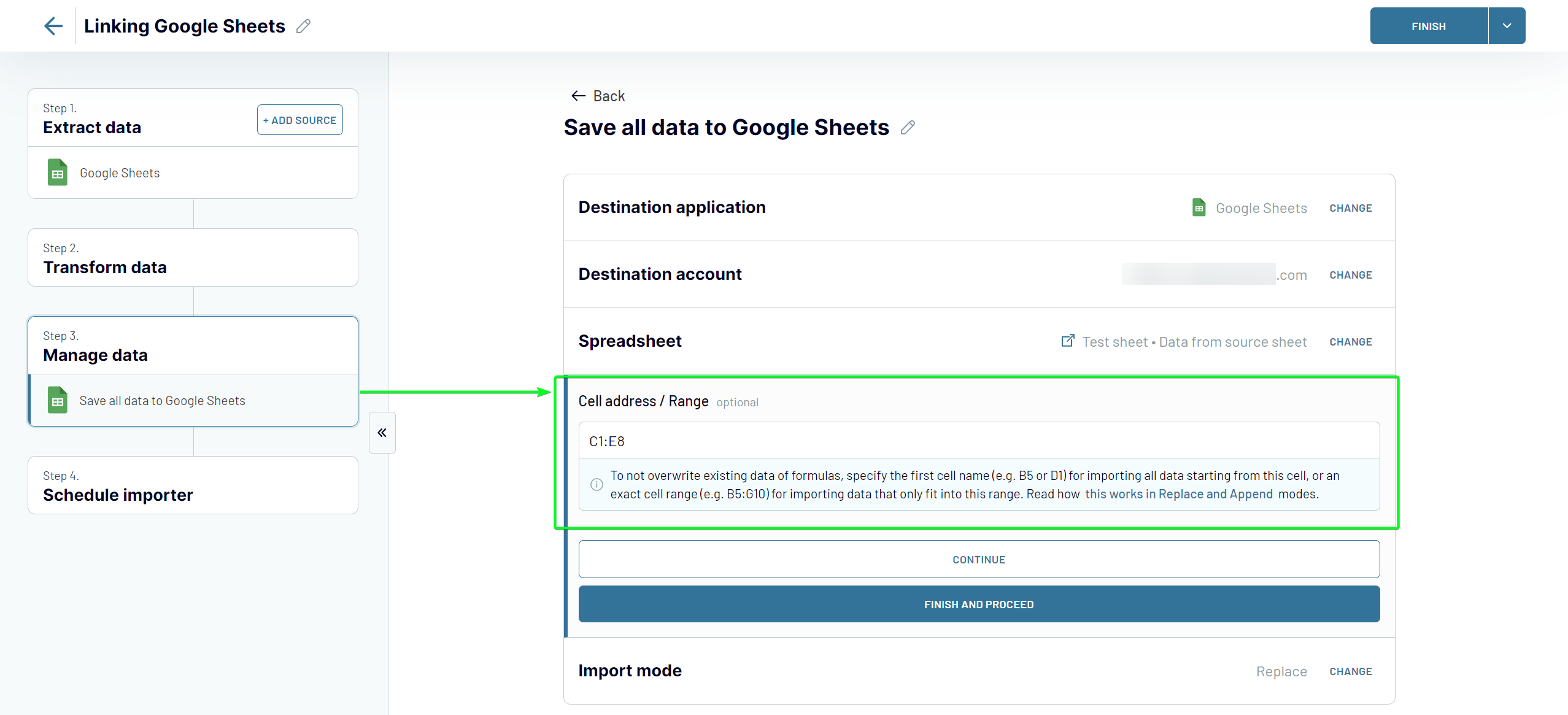 5.2 Bereichszellen, die Google Sheets verknüpfen