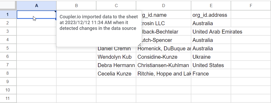 5.3 Bereichszellen, die Google Sheets verknüpfen