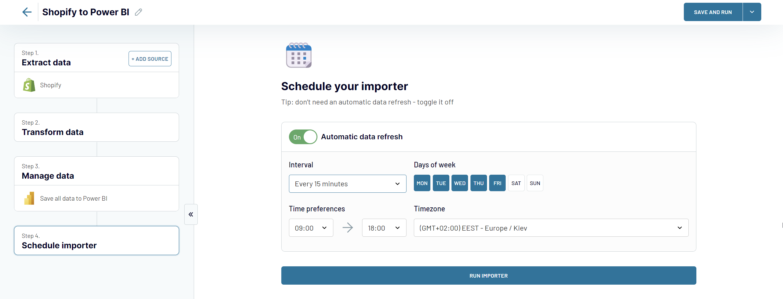 5.paso 4 shopify power bi schedule