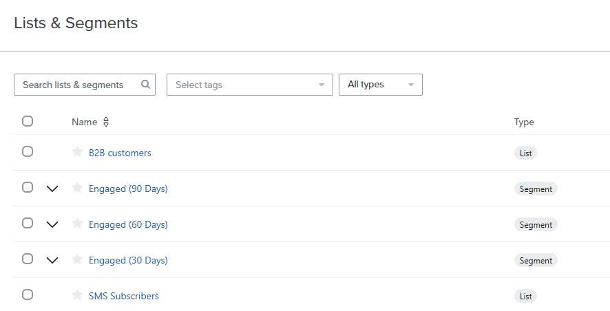 7 klaviyo lists segments