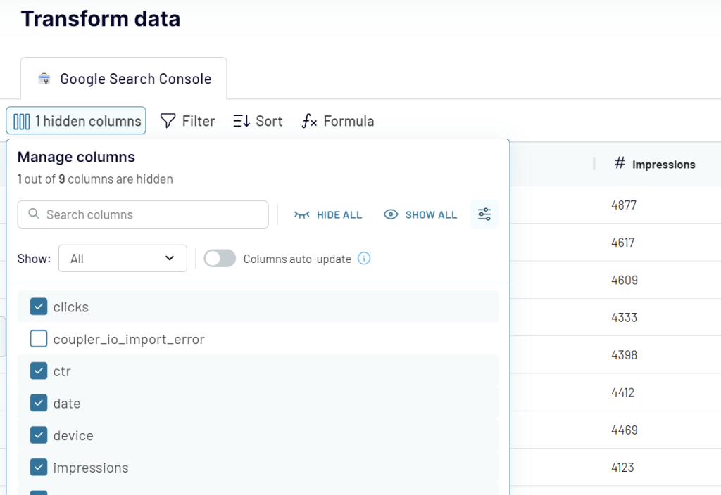 1.2.google search console bigquery step2 transform data