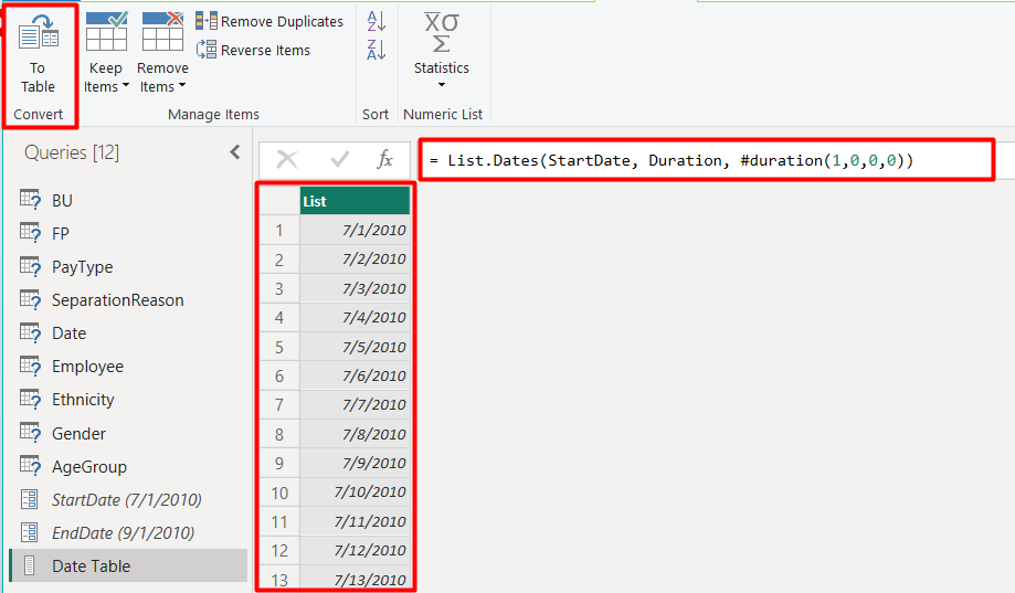 11 create list of date