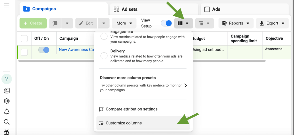 2. Customize columns