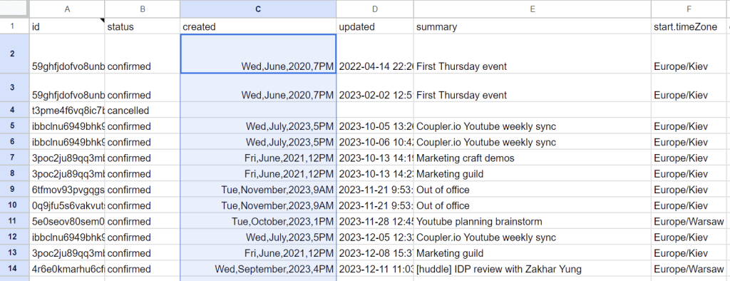 4.3 custom date fromat google sheets