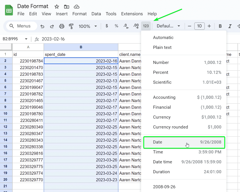 6.2 change back default date format