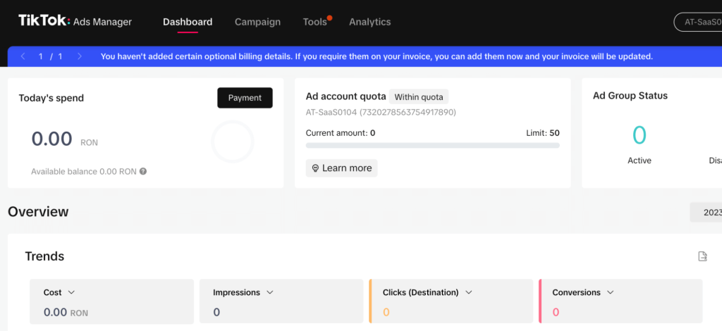 7 tiktok ads manager account dashboard