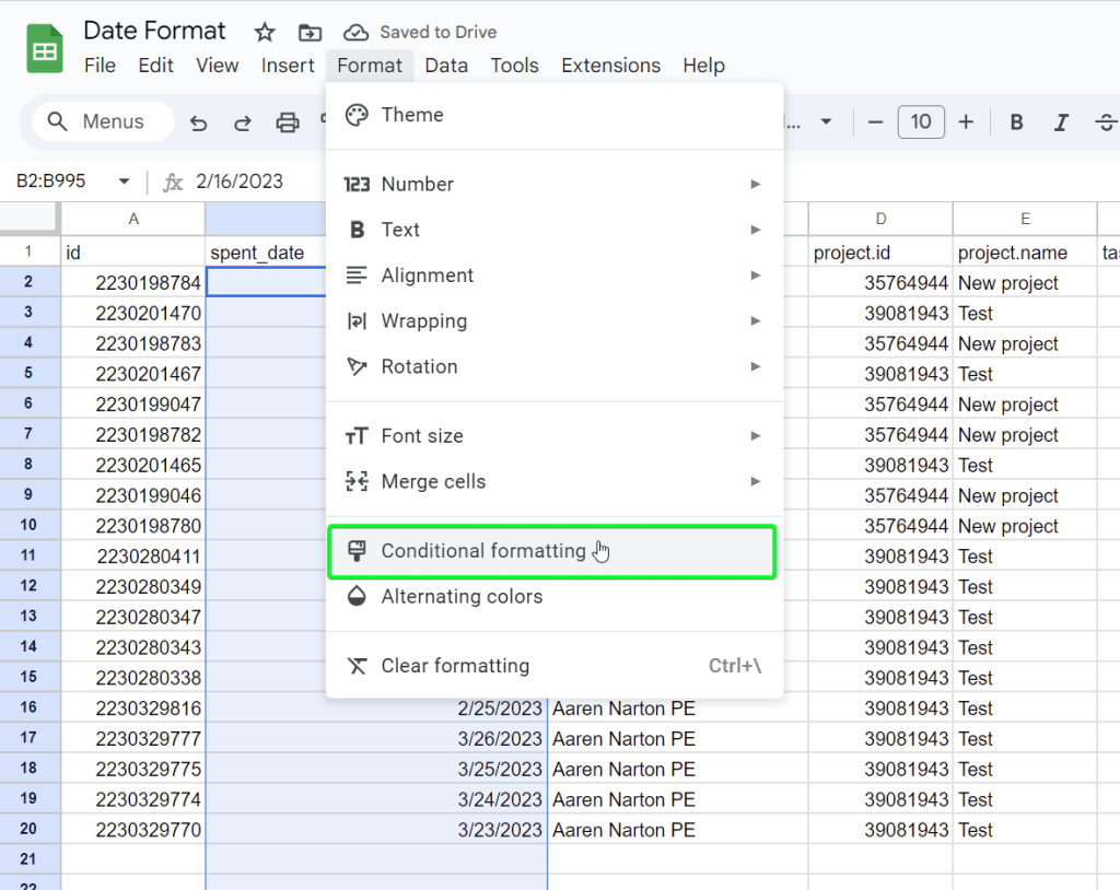 7.1 highlight dates in google sheets