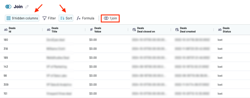 Transform data join