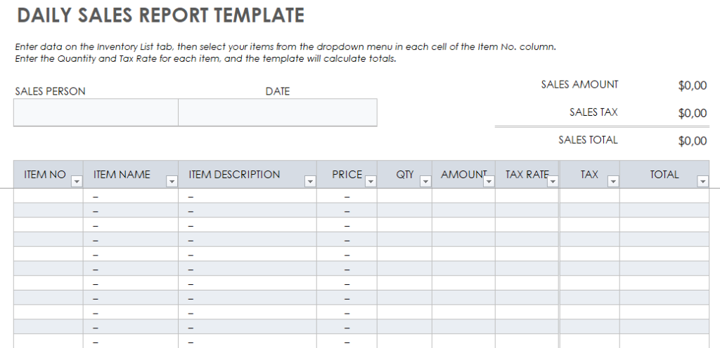 07 daily sales report template