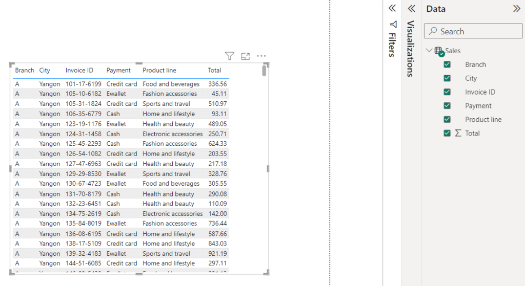 1 power bi table visual