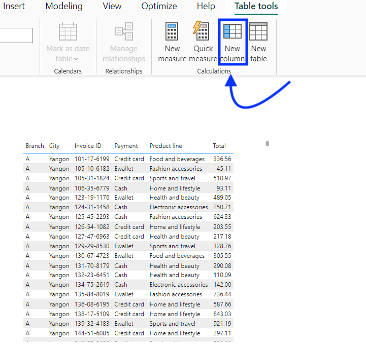 2 create a new column in power bi table
