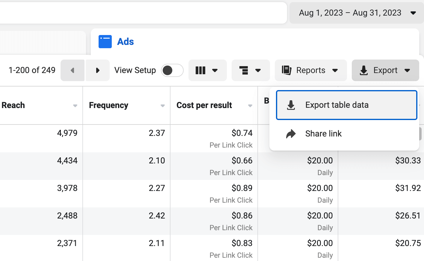 2.1 export table data