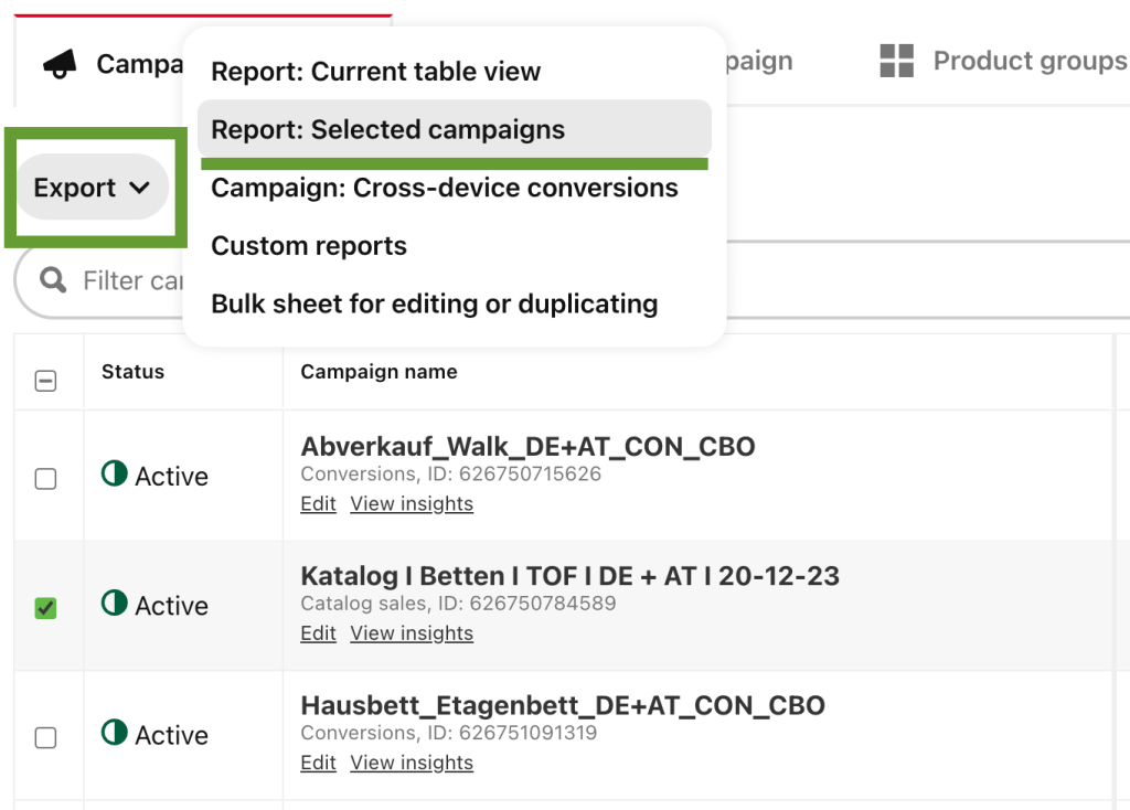 6. Pinterest Ads to BigQuery manual data export as a CSV file