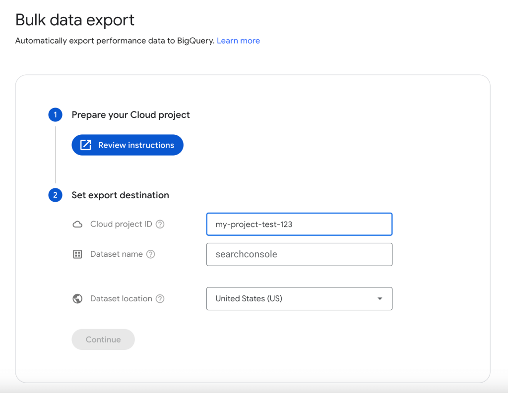 7. Google Search Console bulk data export into BigQuery 2