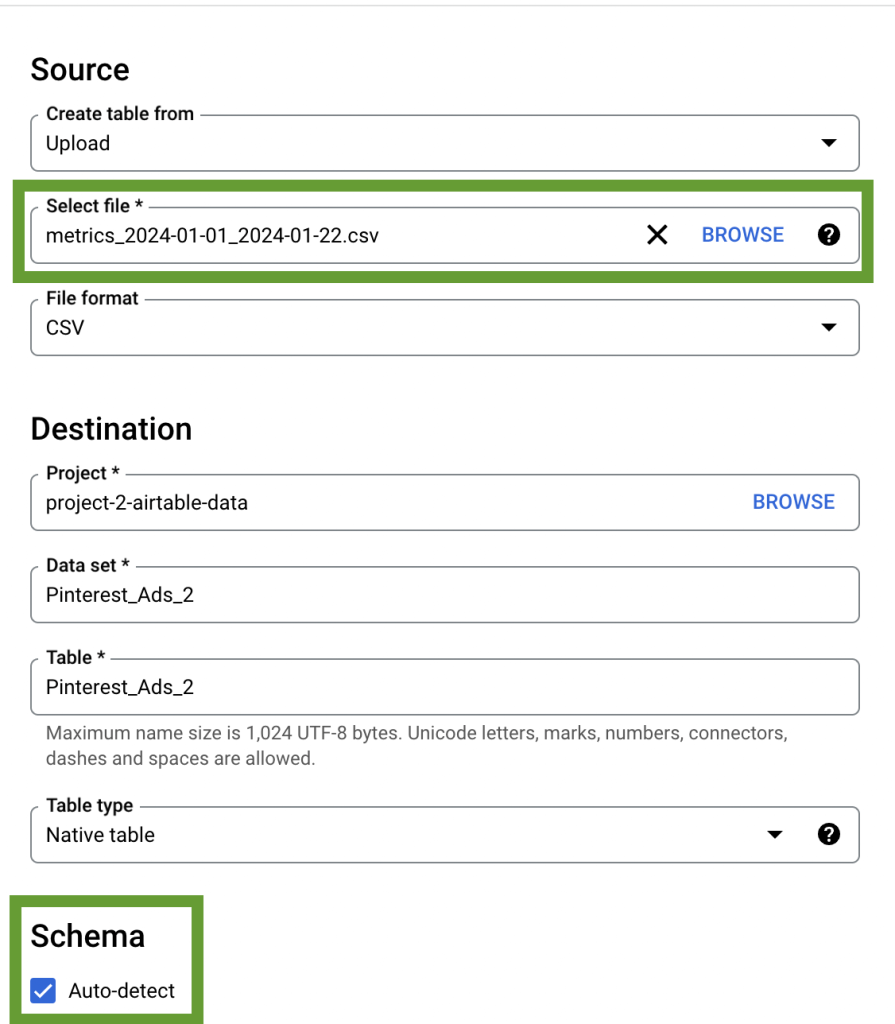 9. Pinterest Ads to BigQuery manual data export