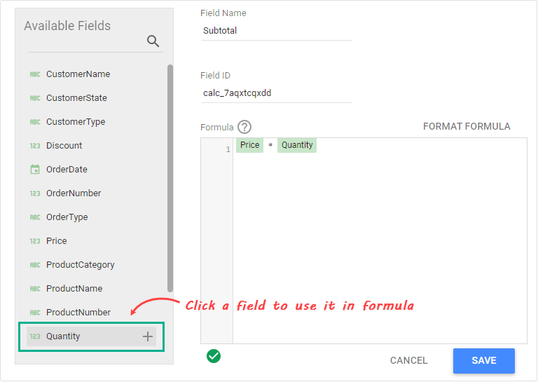 Figure 3.1.3. Entering the field name and formula
