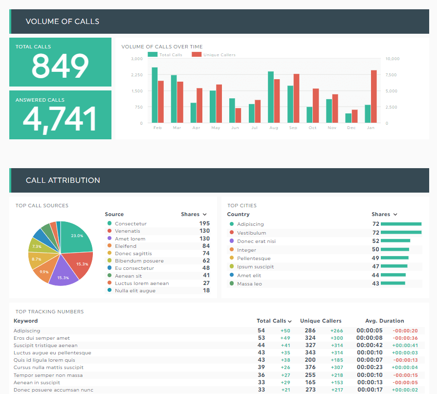 Image 8 Dashthis Call Tracking dashboard