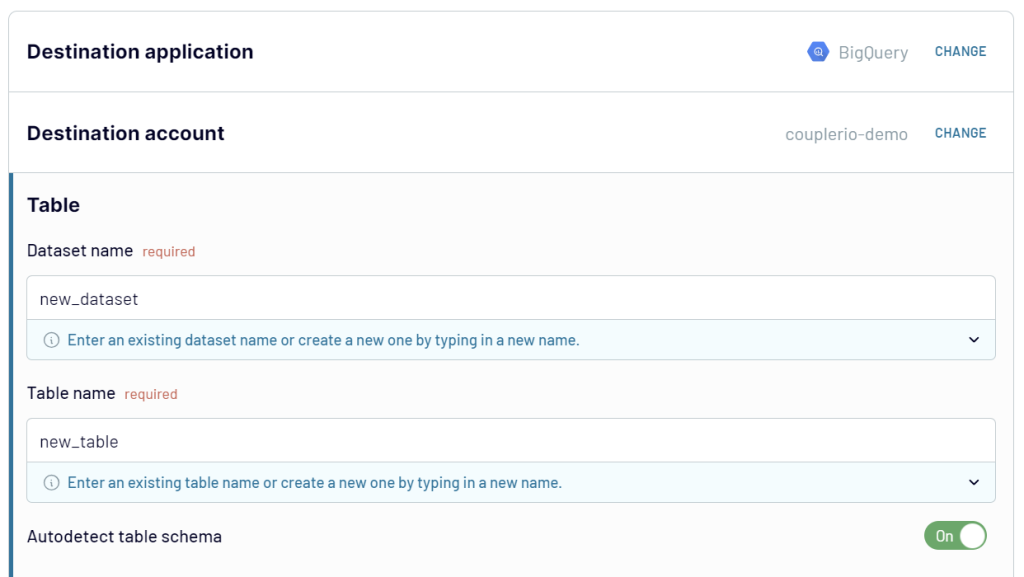 bigquery destination