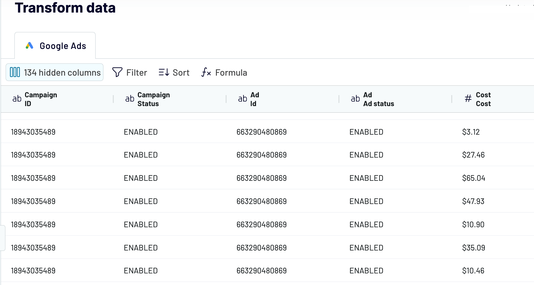 1. Transformar los datos de Google Ads en Coupler.io