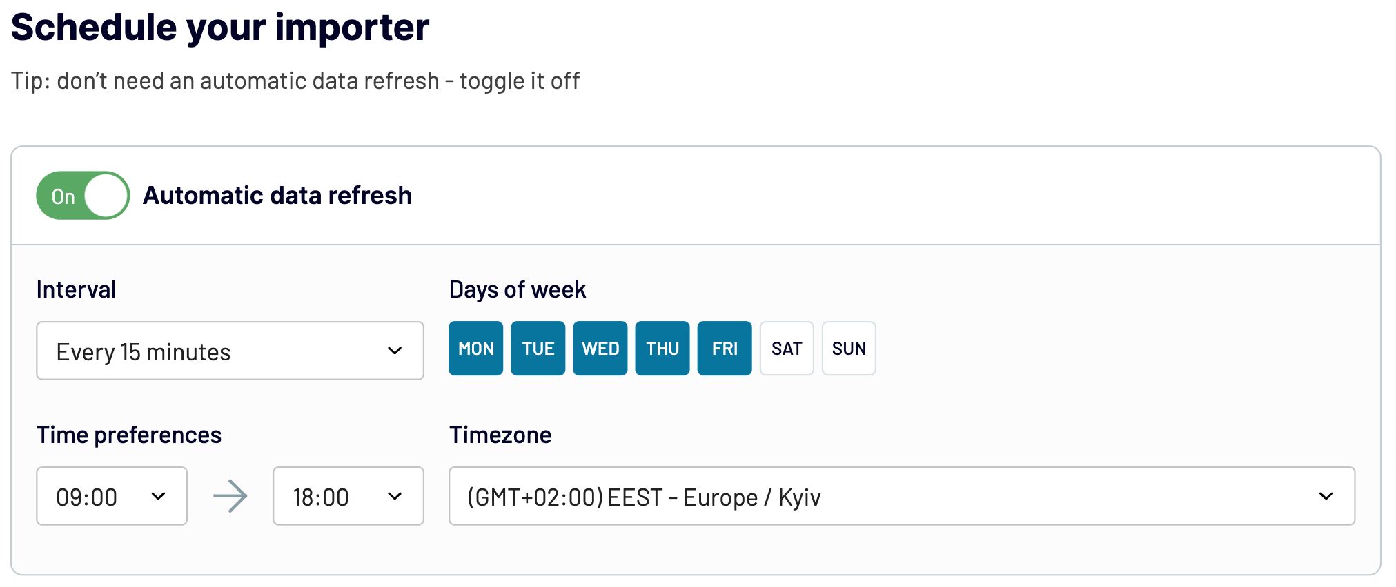 4 schedule your importer